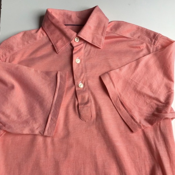 ETON  Slim  solid pinky orange , button down Polo shirt Sz  S  made in Europe - Picture 8 of 8